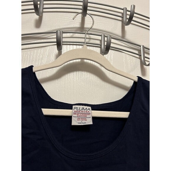 Vintage 90s Pluma Heavyweight Cotton USA Tank Muscle Tee Bodybuilder Navy Mens L - Picture 5 of 14